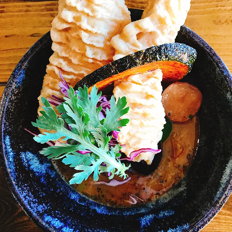 柚葉色　柚子鶏天と南瓜